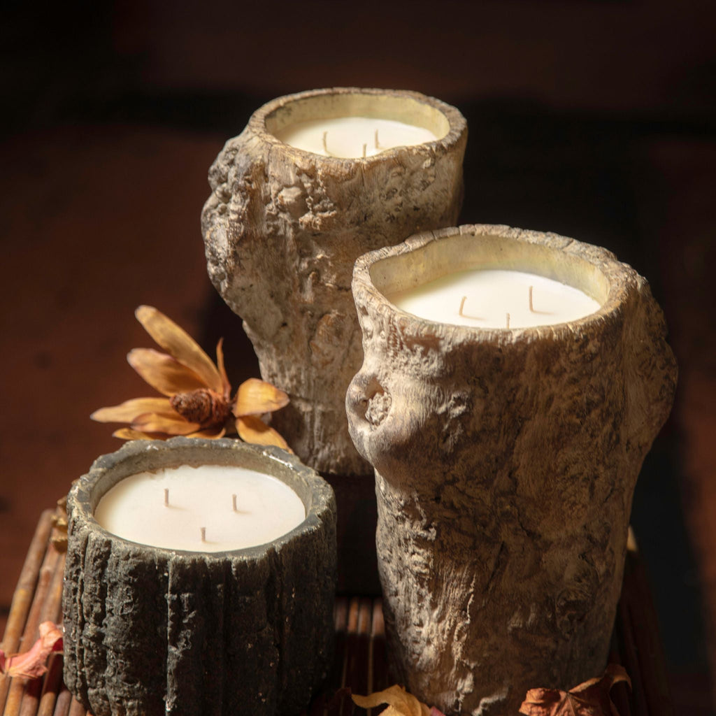 11oz Faux Bois Log Planter Candle