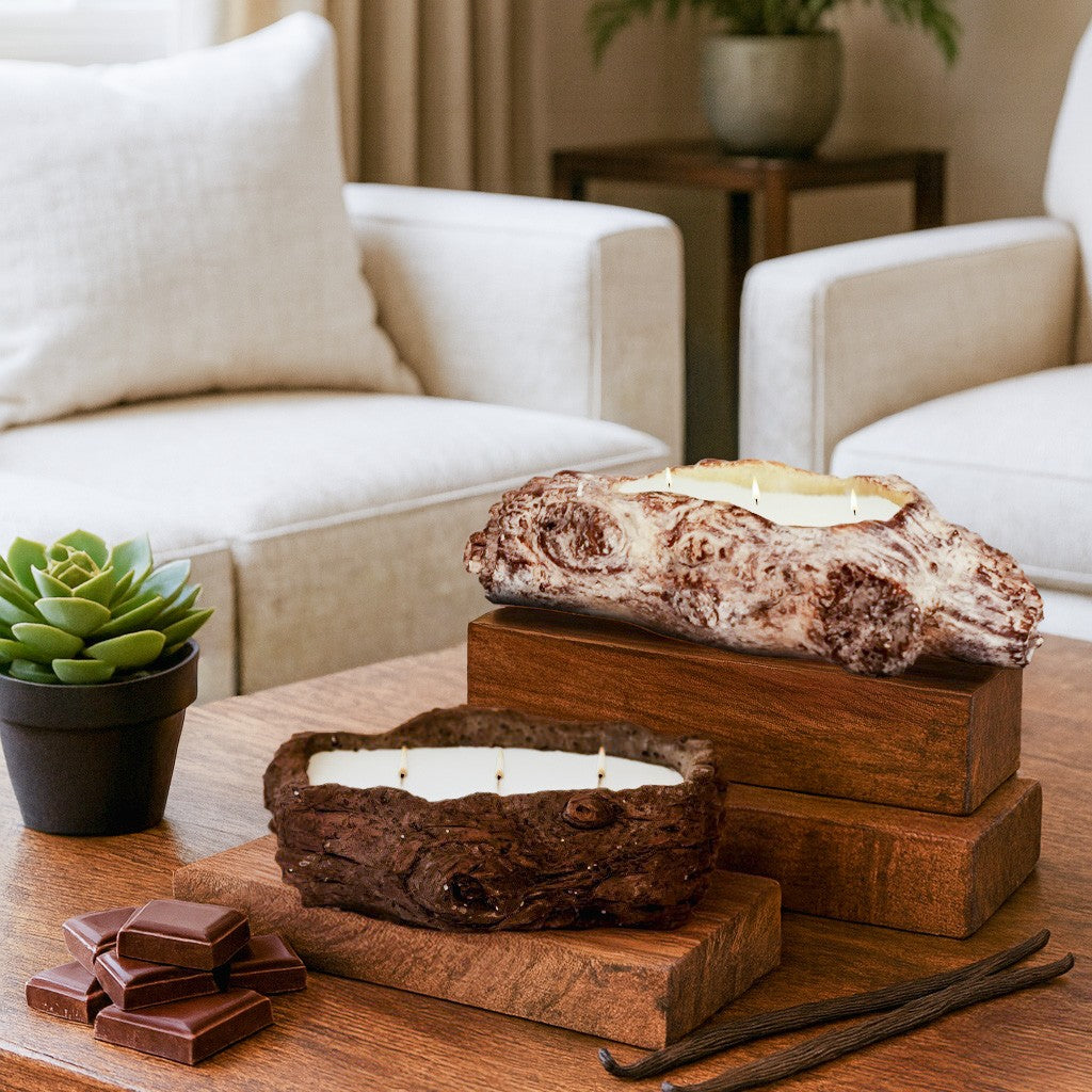 11oz Faux Bois Log Planter Candle
